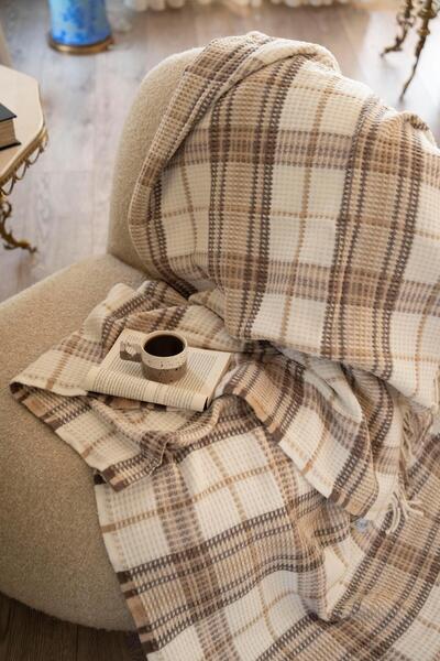 Menderes Home La Notte Single Blanket Cream Beige