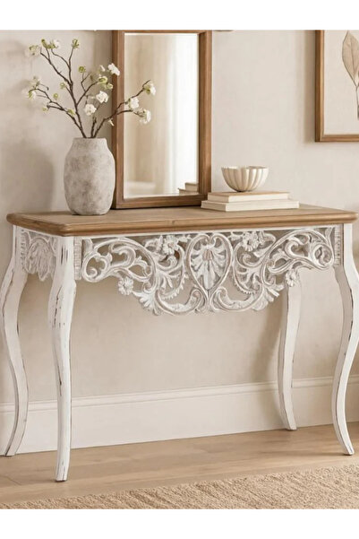 BEC60 طاولة كونسول خشبية منحوتة عصرية بتصميم ريفي أنيق