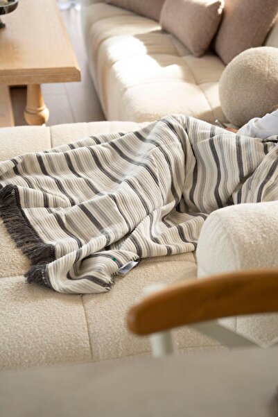 Menderes Home Cotton Collection Tv Blanket Gray