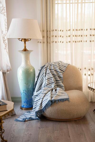 Menderes Home Cotton Collection Tv Blanket Indigo