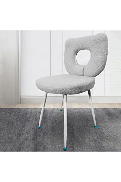 KEKE كرسي قماشي عصري مع مسند ظهر منحني وأرجل معدنية