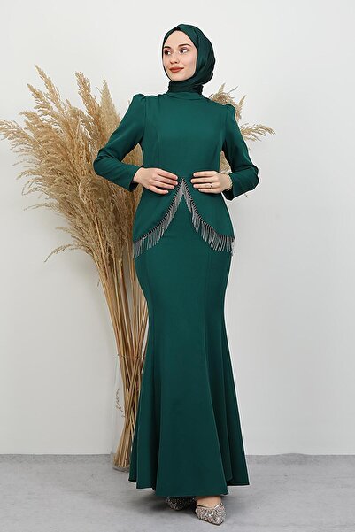 GİYZAMİLA Image Crepe Dress Emerald