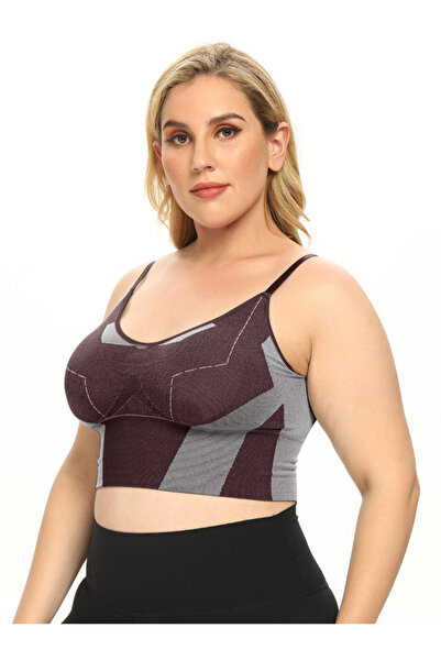 FridayIn أزياء سريعة، رقبة على شكل حرف V، تباين الألوان، طباعة، وصلات، بدون حلقة فولاذية، أكمام بدون حمالات، حمالات صدر