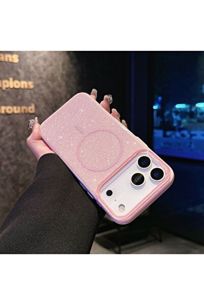 halkhouse iPhone 17 Pro Kılıf Magsafe Özellikli Simli Parlak Şık Kadın Okso K...