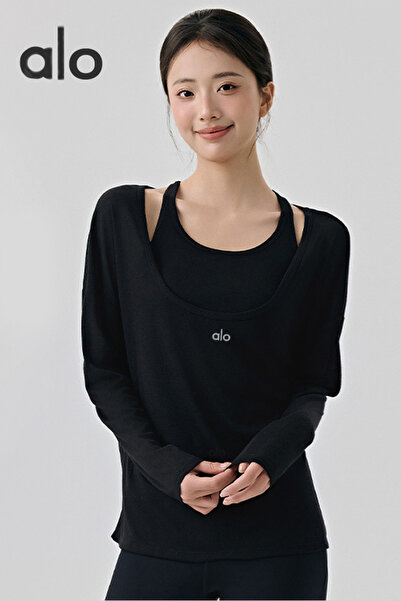 Alo vest top light blue long sleeve coat, sports and leisure.