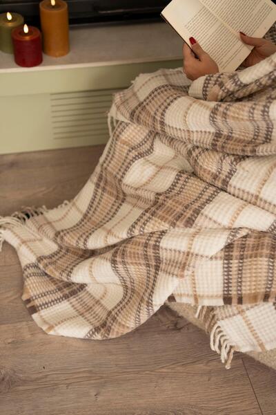 Menderes Home La Notte Single Blanket Cream Beige