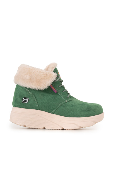 sandal spor Women's Suede Fur Short Sports Boots Ss001-0478 Green