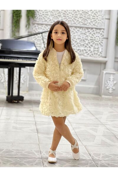 BİLGEN Style Girl's Fluffy Rose Patterned 3-Piece Set 100% Cotton Combed Cotton