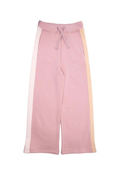 Ozmoz By Mukadder Özden Organic Pink Winter Girls' Sweatpants with Side Stripes