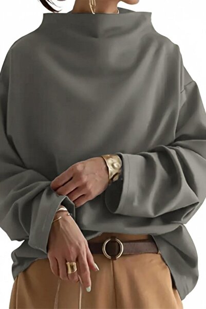 Mossta Turtleneck Long Sleeve Modal Blouse - Green