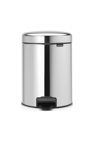 Brabantia NewIcon 649010 Coș de gunoi cu pedală, 5 l, închidere silențioasă, bază antiderapantă, oțel inoxidabil