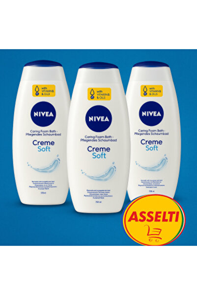 NIVEA Creme Soft - Bath foam with almond oil, 3 x 750 ml