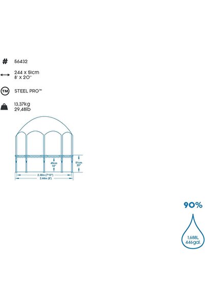 BESTWAY Steel Pro UV Shaded Round Frame Pool (2.44 x 0.51 m)