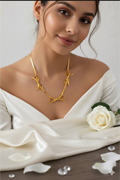 T-HAZEL Ribbon Necklace Gold Color Stylish Necklace Aly