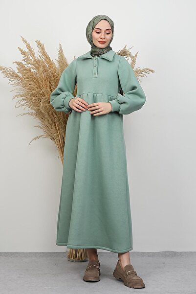 GİYZAMİLA Şevval Buttoned Dress Mint