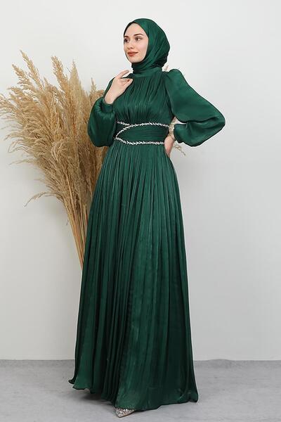 GİYZAMİLA Narin Yoryo Evening Dress Emerald