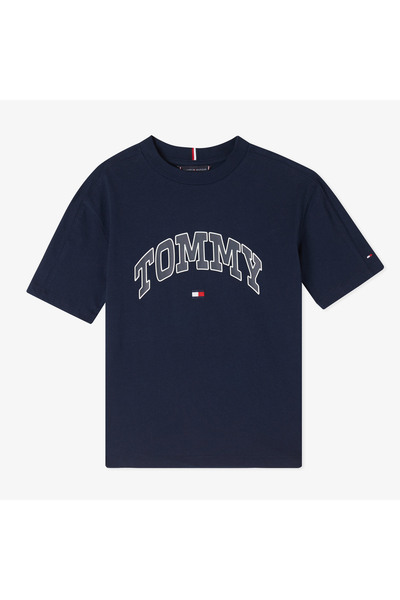 Tommy Hilfiger Varsity Raised Print Çocuk Lacivert T-Shirt