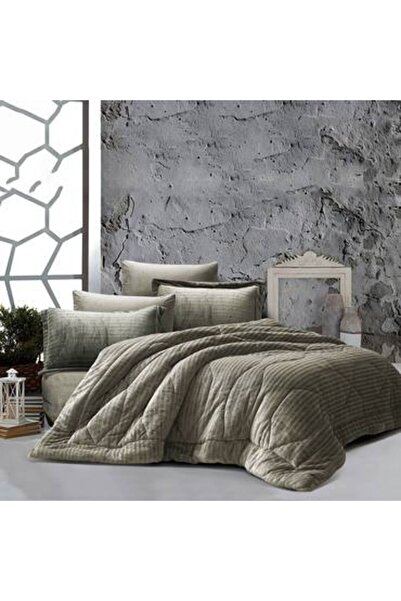 Feather Twin bedspread with sewn-in filling, 180x240cm, plain faux fur, 4 pieces, Feather Doris