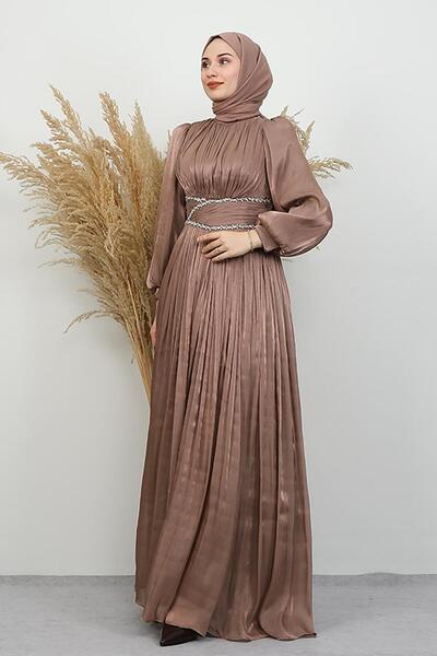 GİYZAMİLA Narin Yoryo Evening Dress Light Brown