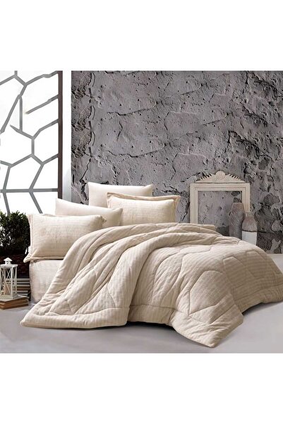 Feather Twin bedspread with sewn-in filling, 180x240cm, plain faux fur, 4 pieces, Feather Doris