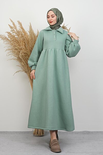 GİYZAMİLA Şevval Buttoned Dress Mint