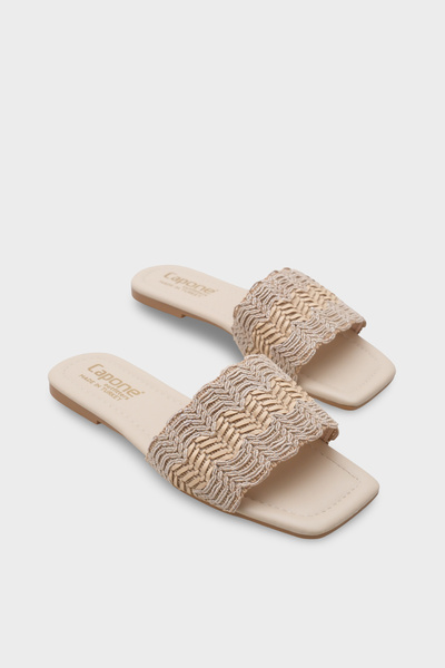 Capone Outfitters Katya Flat Heeled Shiny Blunt Toe Women's Slippers