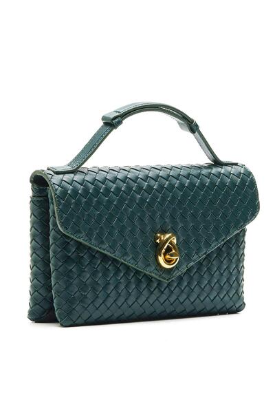 Sofia Baldi Lock Dark Green Genuine Leather Women's Bag