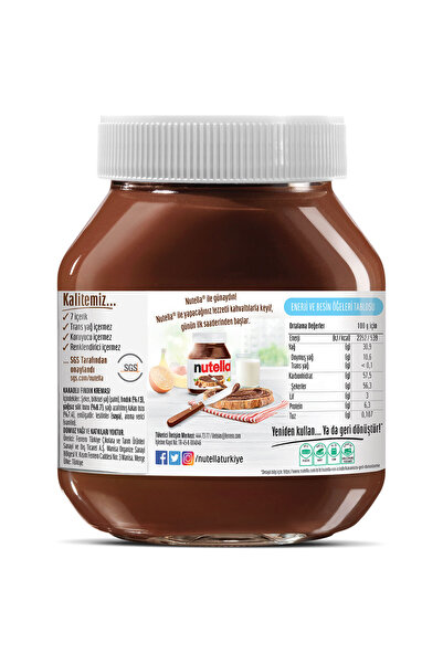 Nutella Kakaolu Fındık Kreması 750 Gr - 3 Adet