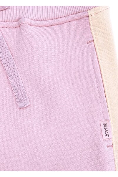 Ozmoz By Mukadder Özden Organic Pink Winter Girls' Sweatpants with Side Stripes