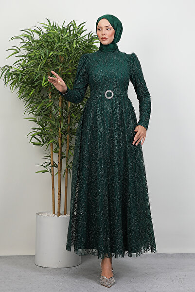 Lamia Giyim Nilda Simli Abiye Zümrüt
