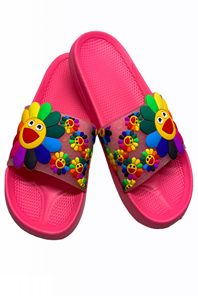 TECOS Women's pool or beach slippers, pink, size 40-41, 3D sunflower print