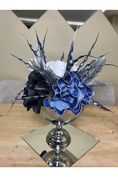 MAVİESSA HOME Silver Footed Eva Artificial Flower Arrangement-Gift-Engagement-Invitation