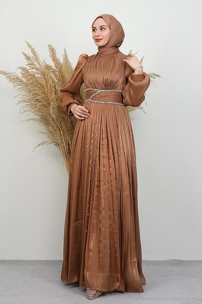 GİYZAMİLA Narin Yoryo Evening Dress Caramel