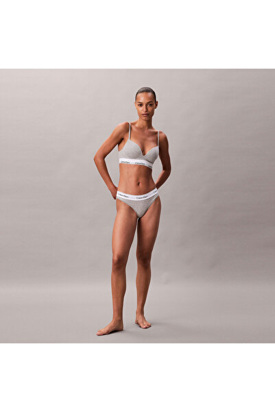 Calvin Klein Kadın Marka Logolu Elastik Bel Bantlı Gri Külot LV00QF8522 P7A