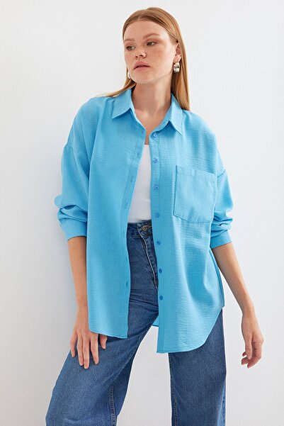 Hiccup Bdart Pocketed Oversized Button Linen Blend Shirt