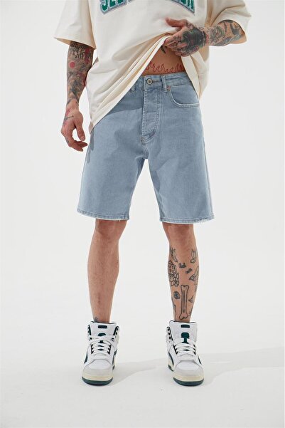 Machinist Men's Loose Fit Denim Bermuda Shorts Light Blue