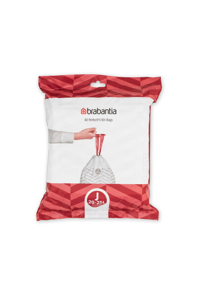 Brabantia PerfectFit NewIcon/Bo 650543 bin liners, Size J, 20-25 l, 40 pieces, White