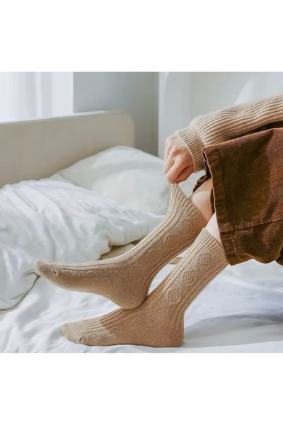 Çorap Kurdu Σετ 6 ζευγαριών χειμωνιάτικων κάλτσες με ανάγλυφο μαλλί αλπακά