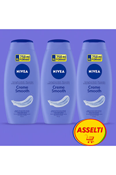 NIVEA Creme Smooth – Spumă de baie cu unt de shea, 3 x 750 ml