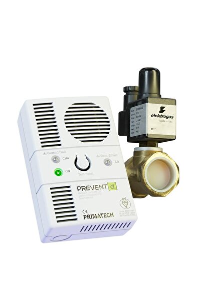 primatech Prevent D Methane and Carbon Monoxide Gas Detector with 3/4 Solenoid Valve, 10-Year Lifespan
