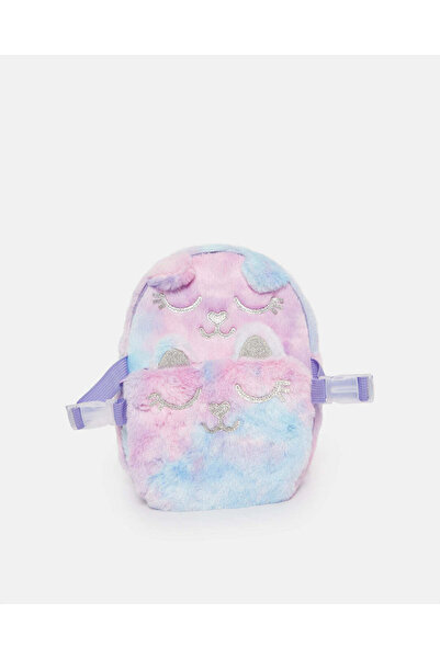 REDTAG Girls Purple And Pink Faux Fur Backpack