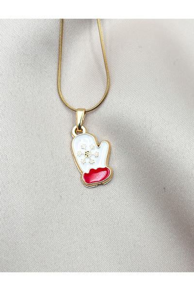 FIORA AKSESUAR قلادة من الفولاذ بلون ذهبي لا يفقد بريقه بتصميم قفازات رأس الس...