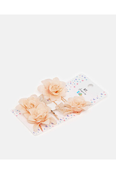 REDTAG Girls Beige Embellished Hair Clip Set (Pack of 6)