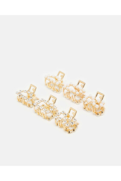 REDTAG Women Gold Embellished Hair Claw (6 Piece)