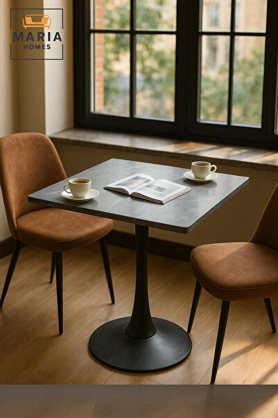 MARIA HOMES Rectangular Grey Dining Table – Modern Café, Restaurant, Office & Home Metal Furniture 70×70 cm