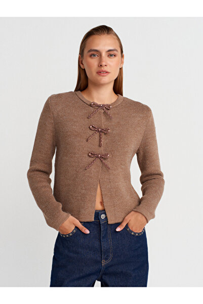 Dilvin Bow Detailed Knitwear Cardigan