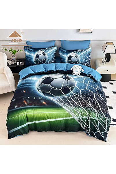 JOJO HOME 5D bedding set, 6 pieces, with elastic, Digital print, with elastic, 180x200cm, Football