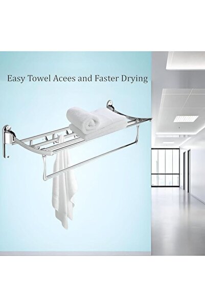 Casa care Wall-Mounted Paper Towel Rack Holder with Hooks for Kitchen, Silver