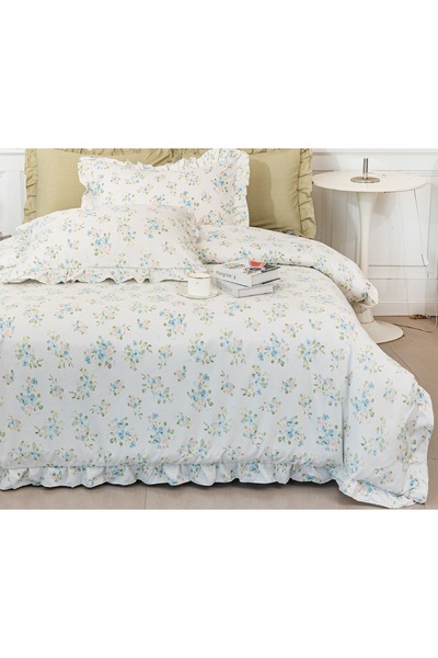CHIRASO Ruffled Bedding Set, ELASTIC Sheet 180x200cm, Duvet Cover 200x230, 2 Pillowcases 52x75