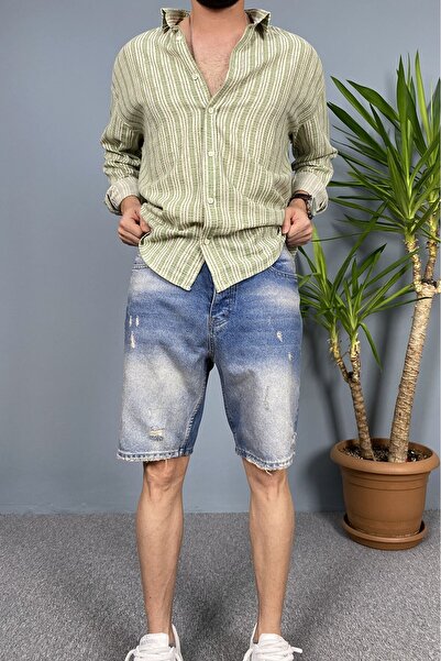 Alışveriş Sokağı Ripped Detailed Denim Shorts